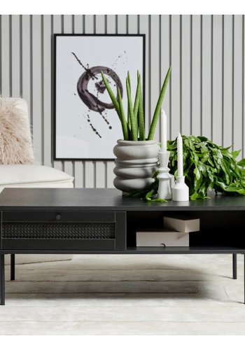 Exquisite sofabord, m. 1 rom og 1 skuff - svart polyrattan og melamin (60x110)