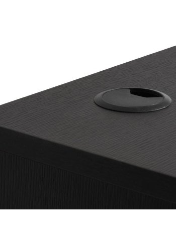 Exquisiter Schreibtisch mit 1 Fach und 1 Schublade – schwarzes Melamin und schwarzes Metall (120 x 60)