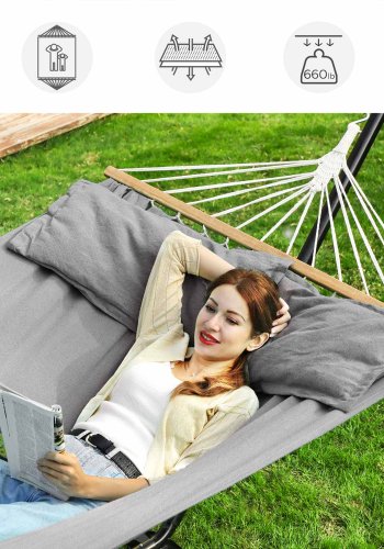 SONGMICS H�ngek�je, TC-stof, gr�, 210 x 150 cm