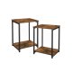 VASAGLE LET272B01 natbord, m. 1 hylde - rustik brun sp�nplade og sort st�l (s�t med 2)