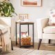 VASAGLE LET272B01 natbord, m. 1 hylde - rustik brun sp�nplade og sort st�l (s�t med 2)