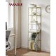 VASAGLE Bogreol, 6-etagers bogreol, slank reol til sovev�relse, badev�relse, hjemmekontor, h�rdet glas, st�lramme, metallisk guld LGT500A01
