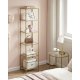 VASAGLE Bogreol, 6-etagers bogreol, slank reol til sovev�relse, badev�relse, hjemmekontor, h�rdet glas, st�lramme, metallisk guld LGT500A01