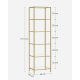 VASAGLE Bogreol, 6-etagers bogreol, slank reol til sovev�relse, badev�relse, hjemmekontor, h�rdet glas, st�lramme, metallisk guld LGT500A01