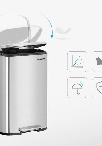 SONGMICS Pedalkorg f&ouml;r k&ouml;k, 50 liters papperskorg, med innerhink av plast, g�ngj&auml;rnsf&ouml;rsett lock, mjukst&auml;ngande, luktt&auml;t och hygienisk, silver LTB050E01