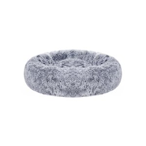 FEANDREA Hundeseng, Donut Katteseng, Bl�d Beroligende K�ledyrsseng med Aftageligt, Vaskbart Betr�k, Bl�d Lang Plys, 50 cm, Gr�