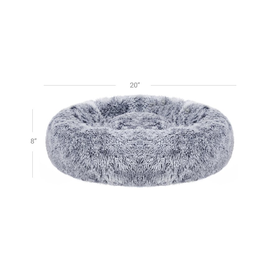 FEANDREA Hundeseng, Donut Katteseng, Bl�d Beroligende K�ledyrsseng med Aftageligt, Vaskbart Betr�k, Bl�d Lang Plys, 50 cm, Gr�