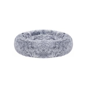 FEANDREA Hundeseng, Donut Katteseng, Bl�d Beroligende K�ledyrsseng med Aftageligt, Vaskbart Betr�k, Bl�d Lang Plys, 70 cm, Gr�