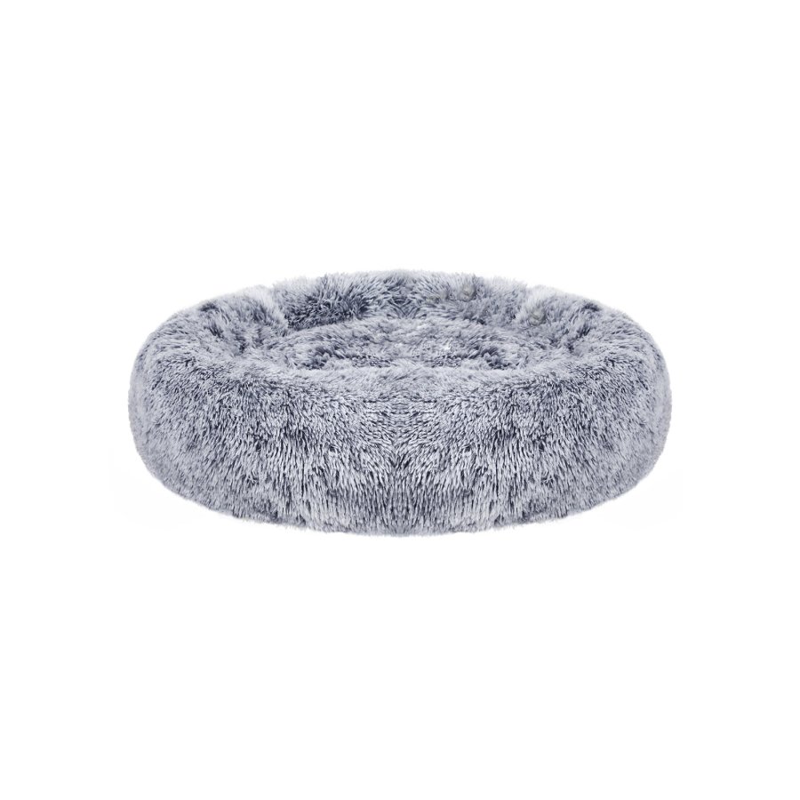 FEANDREA Hundeseng, Donut Katteseng, Bl�d Beroligende K�ledyrsseng med Aftageligt, Vaskbart Betr�k, Bl�d Lang Plys, 70 cm, Gr�