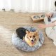 FEANDREA Hundeseng, Donut Katteseng, Bl�d Beroligende K�ledyrsseng med Aftageligt, Vaskbart Betr�k, Bl�d Lang Plys, 70 cm, Gr�