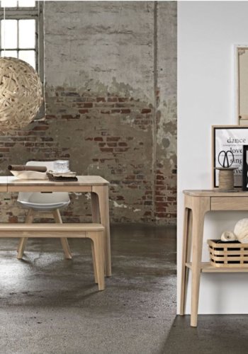 Grandeur spisebord, m. 1 ekstra bord - naturlig eikefiner og eik (90x160-210)