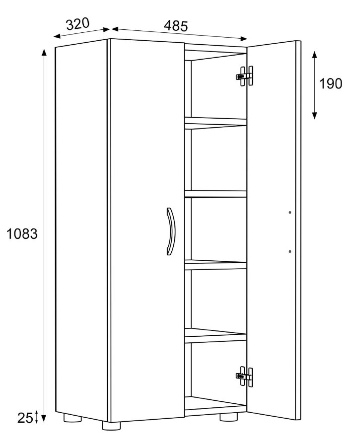 VCM NORDIC Ulas 5-Fach Schuhschrank, m. 2 Türen, 4 Einlegeböden - Naturholz