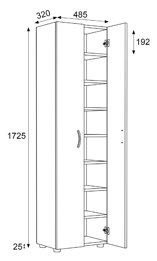VCM NORDIC Ulas 8-roms skoskap, m. 2 drer, 7 hyller - naturlig tre