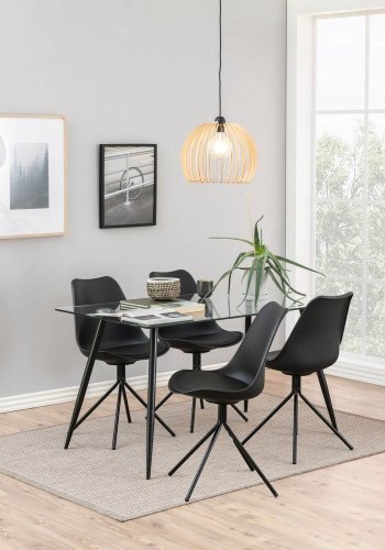 ACT NORDIC Wilma Esstisch - Klar-/Schwarzglas, mit Glasplatte und schwarzen Beinen, rechteckig, inkl. Kunststofffüße, (75x140x80)
