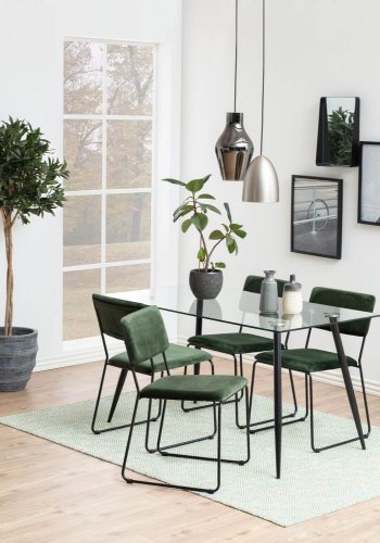 ACT NORDIC Wilma Esstisch - Klar-/Schwarzglas, mit Glasplatte und schwarzen Beinen, rechteckig, inkl. Kunststofffüße, (75x140x80)