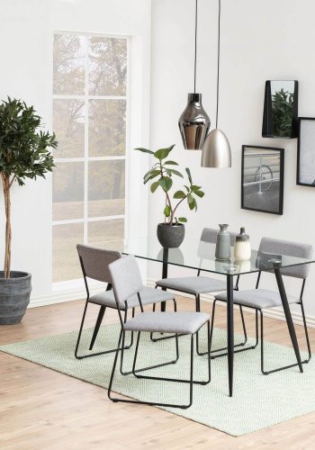 ACT NORDIC Wilma Esstisch - Klar-/Schwarzglas, mit Glasplatte und schwarzen Beinen, rechteckig, inkl. Kunststofffüße, (75x140x80)