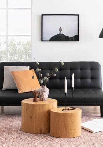 ACT NORDIC Mice sofabord - naturpapir vill eik, oval (sett med 2)