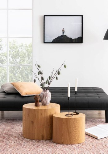 ACT NORDIC Mice sofabord - naturpapir vill eik, oval (sett med 2)