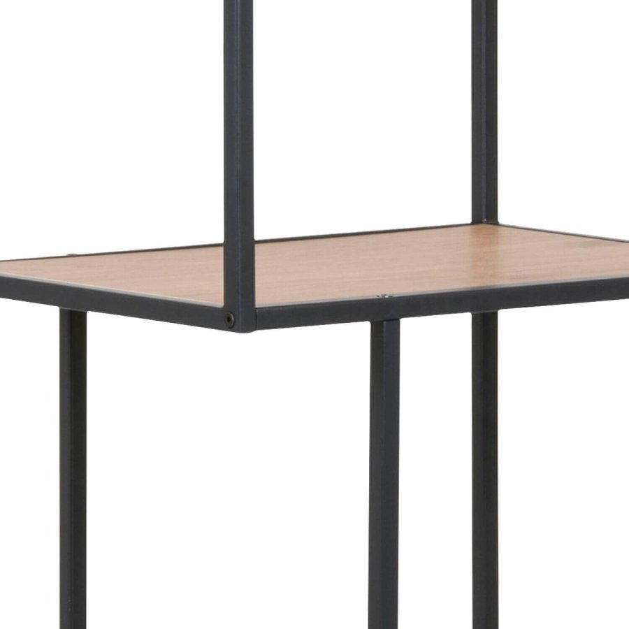 ACT NORDIC Seaford bogreol - natur/sort papir vild eg/metal, m. 4 hylder(H:185cm x77cm x 35cm)