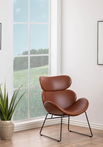 ACT NORDIC Cazar lenestol - cognac/svart kunstskinn/metall 