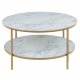 ACT NORDIC Alisma sofabord - glas m. hvid marmorprint/guld metal, rund (:80) 