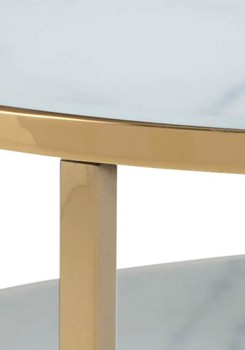 ACT NORDIC Alisma sofabord - glas m. hvid marmorprint/guld metal, rund (:80) 