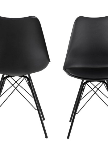 ACT NORDIC Eris Esszimmerstuhl - schwarzer Kunststoff/Metall, mit Kissen