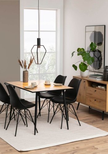 ACT NORDIC Eris Esszimmerstuhl - schwarzer Kunststoff/Metall, mit Kissen