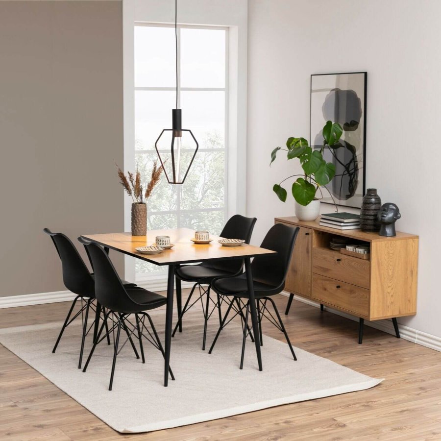 ACT NORDIC Eris Esszimmerstuhl - schwarzer Kunststoff/Metall, mit Kissen