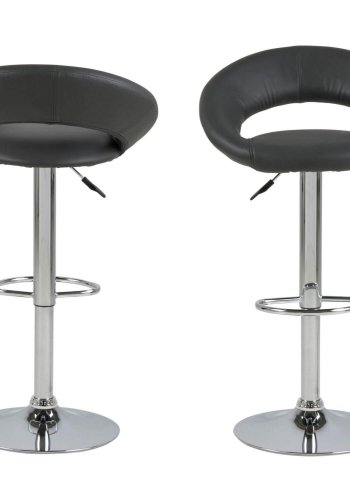 ACT NORDIC Plump Barhocker - dunkelgraues Kunstleder/Chrom, mit Gaskartusche