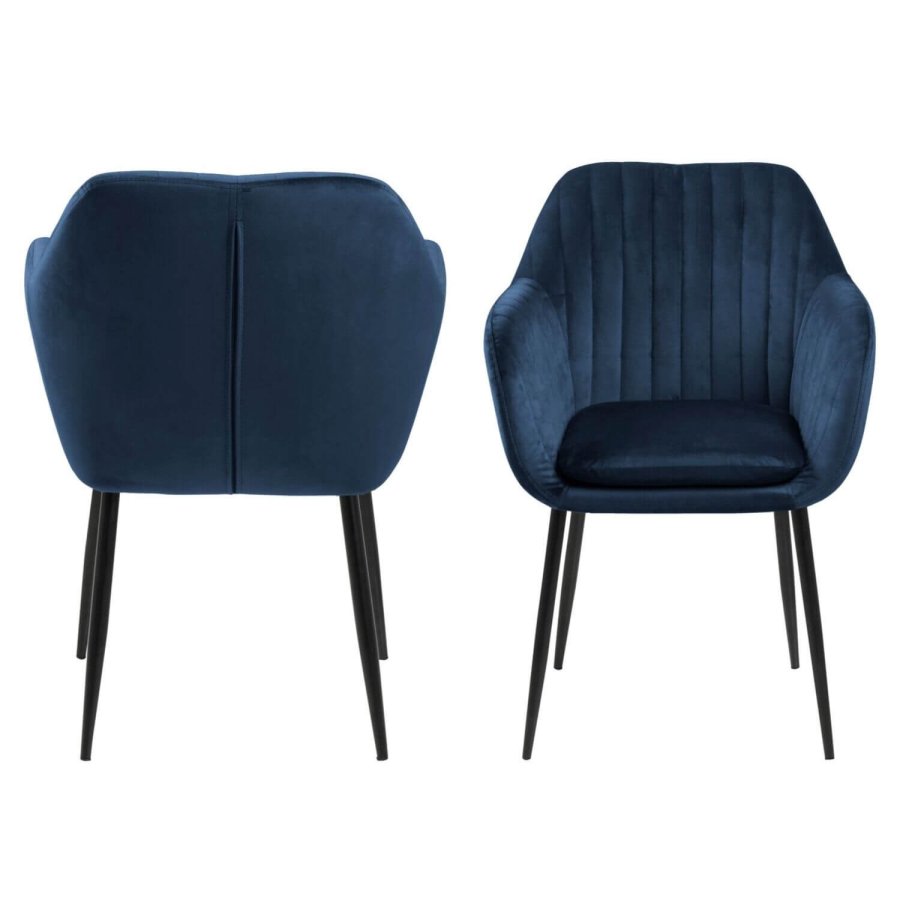 ACT NORDIC Emilia Sessel - dunkelblau/schwarzer Stoff/Metall, mit Armlehnen