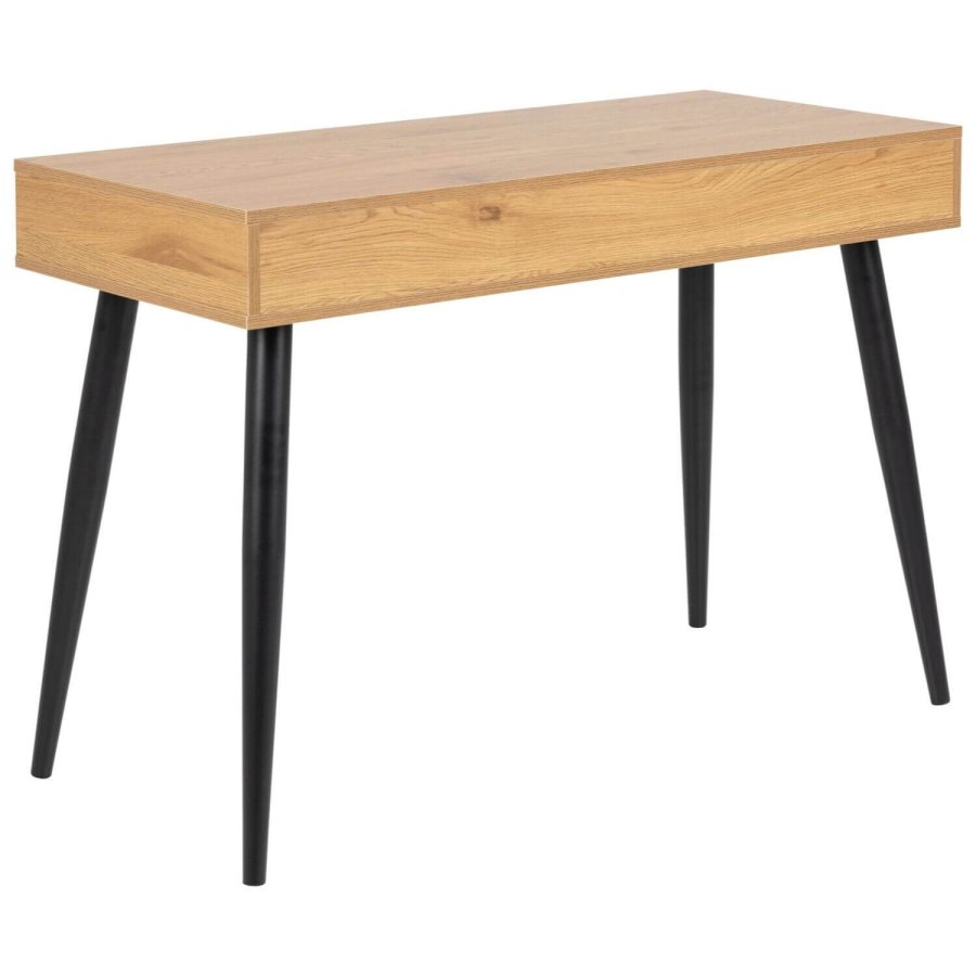 ACT NORDIC Neptun skrivebord i finer - natur papir vild eg/sort, m. 3 skuffer (110x50)