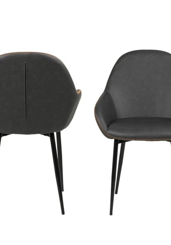 ACT NORDIC Candis lenestol - grtt kunstskinn og svart ramme, med armlener