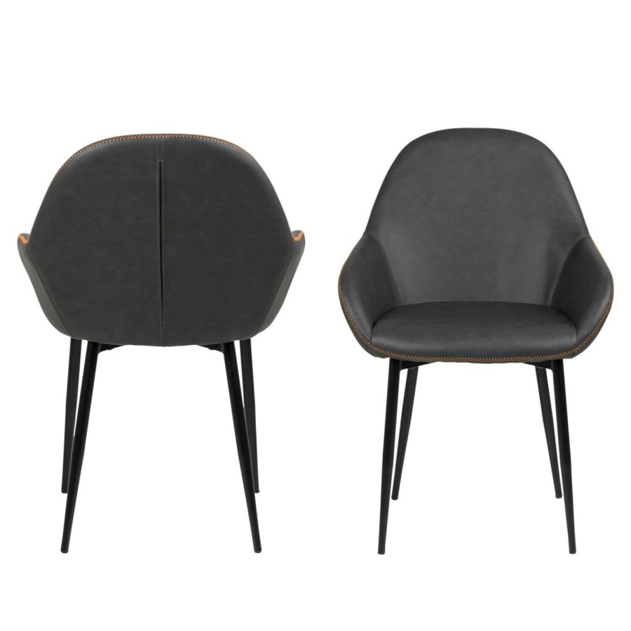 ACT NORDIC Candis lenestol - grtt kunstskinn og svart ramme, med armlener