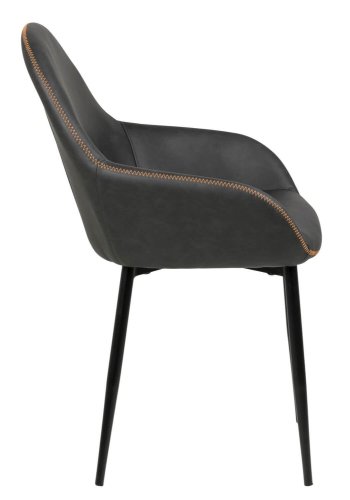 ACT NORDIC Candis lenestol - grtt kunstskinn og svart ramme, med armlener