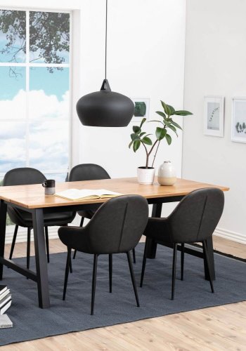 ACT NORDIC Candis lenestol - grtt kunstskinn og svart ramme, med armlener