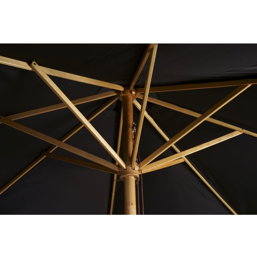 VENTURE DESIGN Naxos parasoll 3m - svart polyester og naturlig tre 