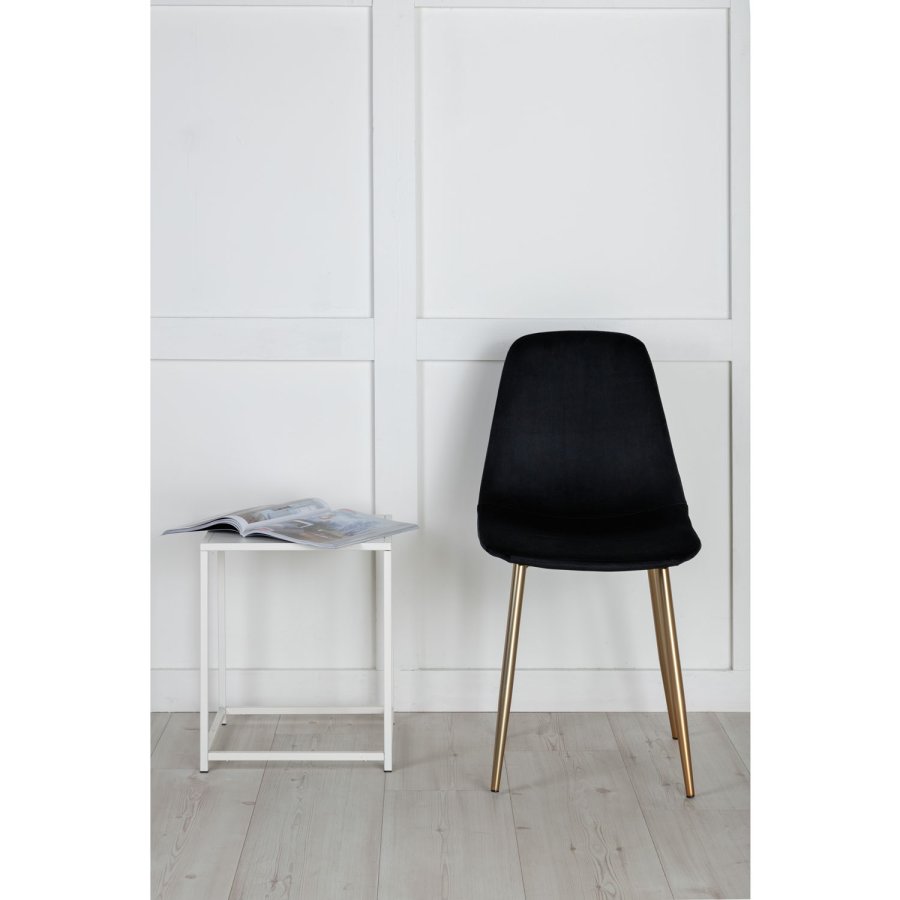 VENTURE DESIGN Polar spisebordstol - svart velour og messing folie metall