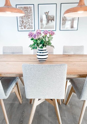 NocNoi Ven spisebordsstol - grt stof/egetr