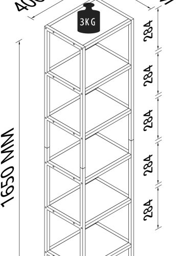 VCM NORDIC Vinali M bokhylle, m. 4 hyller - hvit melamin og gulljern