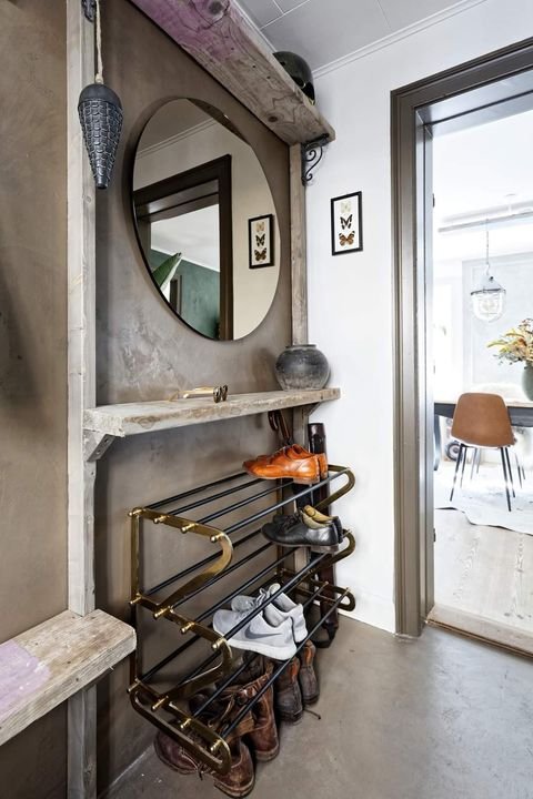 KARE DESIGN Walk Big skohylle - messing og svart metall, m. 3 hyller