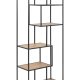 ACT NORDIC Seaford bogreol - natur/sort papir vild eg/metal, m. 4 hylder(H:185cm x77cm x 35cm)