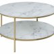 ACT NORDIC Alisma sofabord - glas m. hvid marmorprint/guld metal, rund (:80) 
