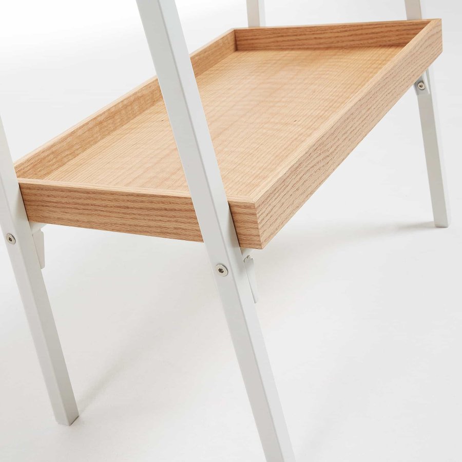 KAVE HOME Belgrad garderobestativ - hvit/naturmetall/eik finér, med hylle