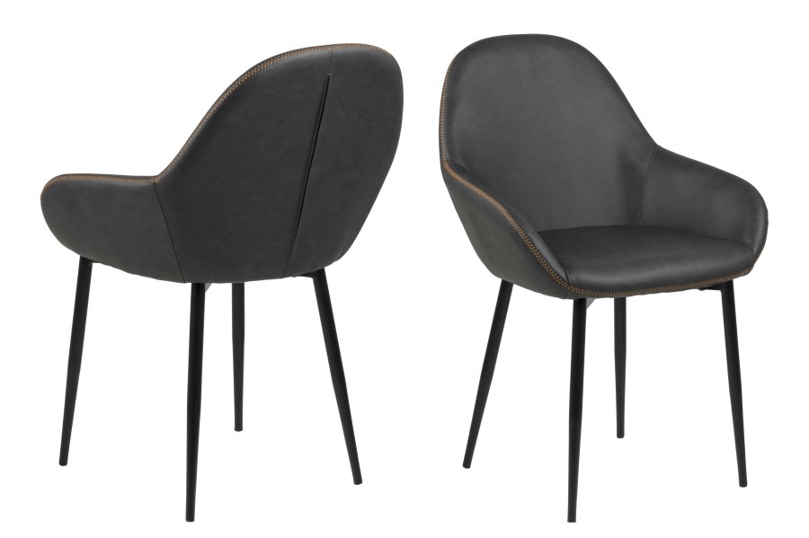 ACT NORDIC Candis lenestol - grtt kunstskinn og svart ramme, med armlener