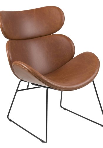 ACT NORDIC Cazar lenestol - cognac/svart kunstskinn/metall 