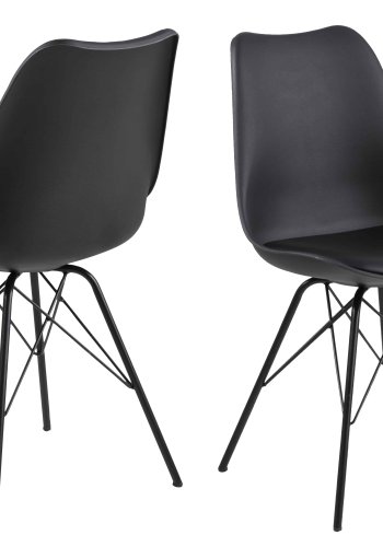 ACT NORDIC Eris Esszimmerstuhl - schwarzer Kunststoff/Metall, mit Kissen