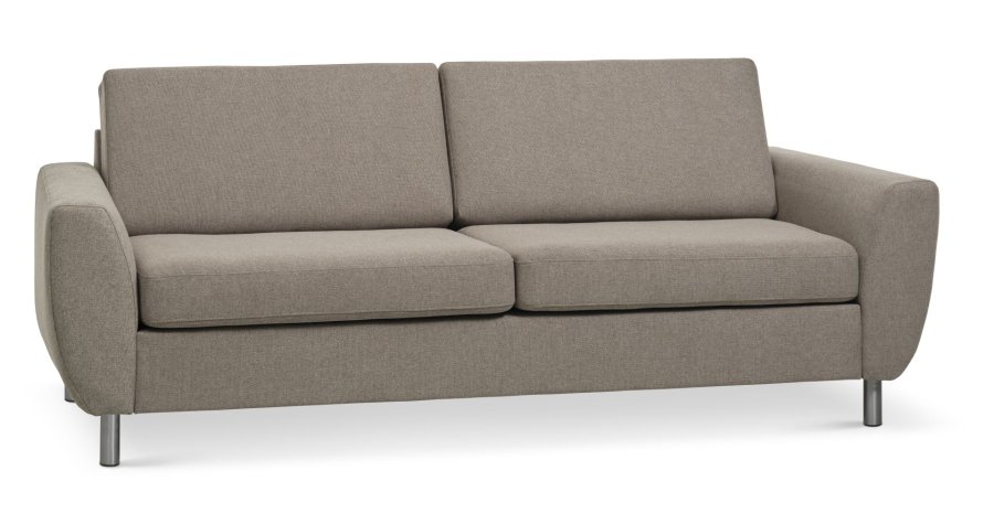 Wendy 2,5-seters sofa - antilope beige polyesterstoff og brstet aluminium