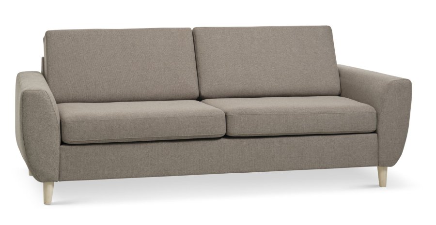 Wendy 2,5-seters sofa - antilope beige polyesterstoff og naturlig tre
