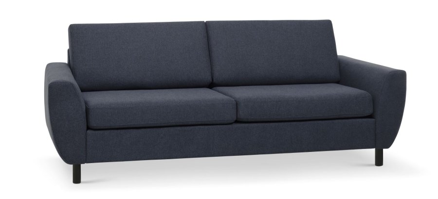 Wendy 2,5 seter sofa - bltt polyesterstoff og sort tre